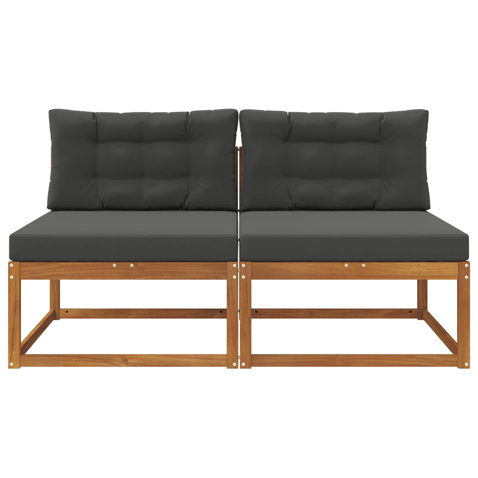 vidaXL Środkowa sofa ogrodowa z poduszką 2 Sztuka Naturalny