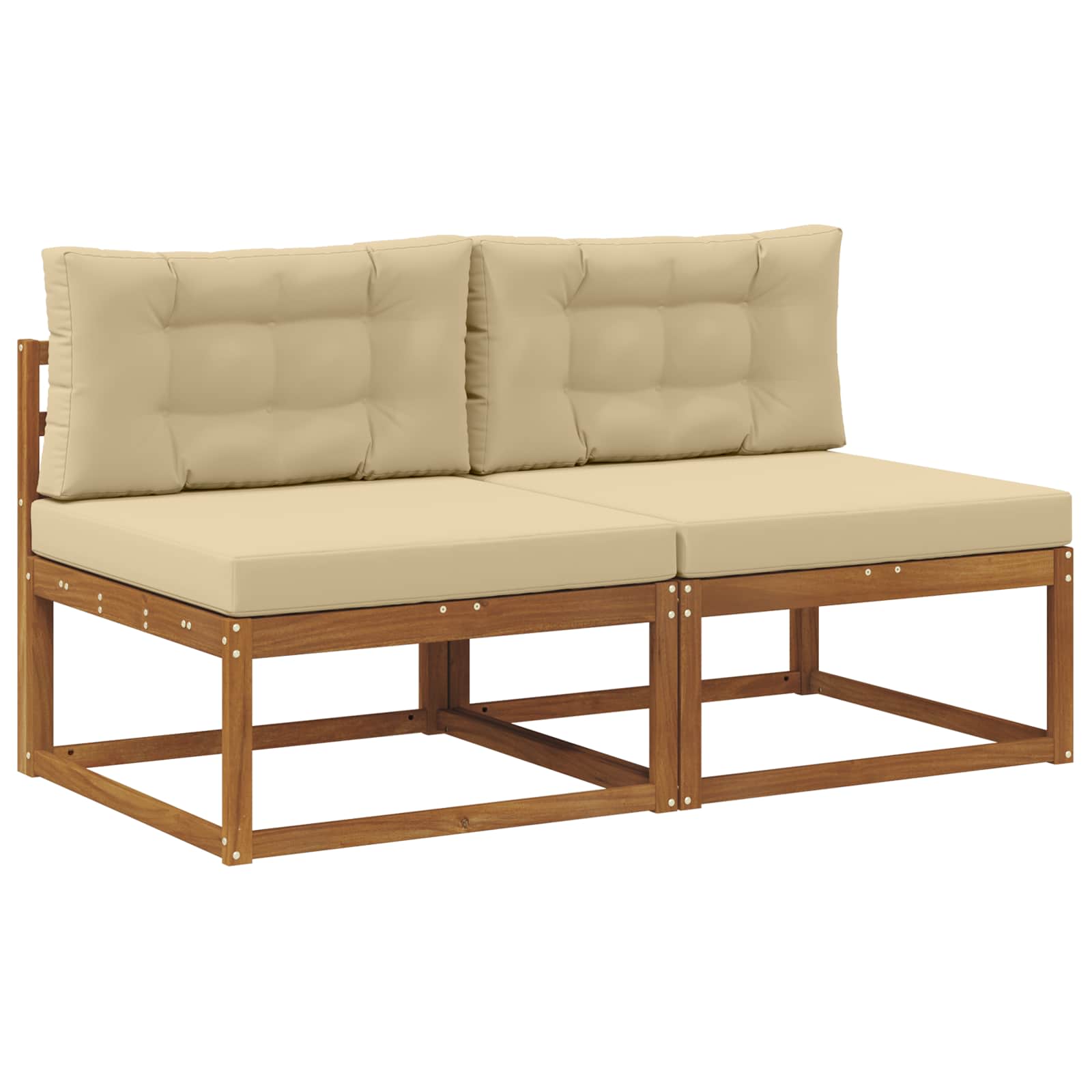 vidaXL Środkowa sofa ogrodowa z poduszką 2 Sztuka Naturalny