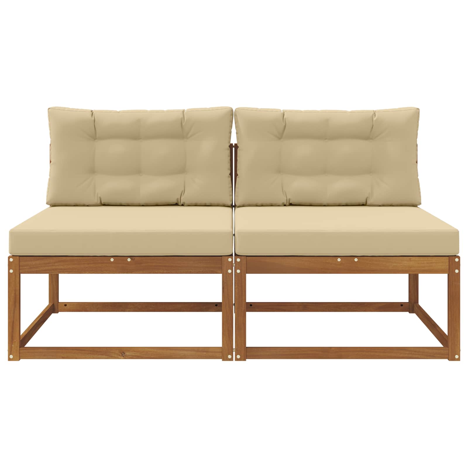 vidaXL Środkowa sofa ogrodowa z poduszką 2 Sztuka Naturalny
