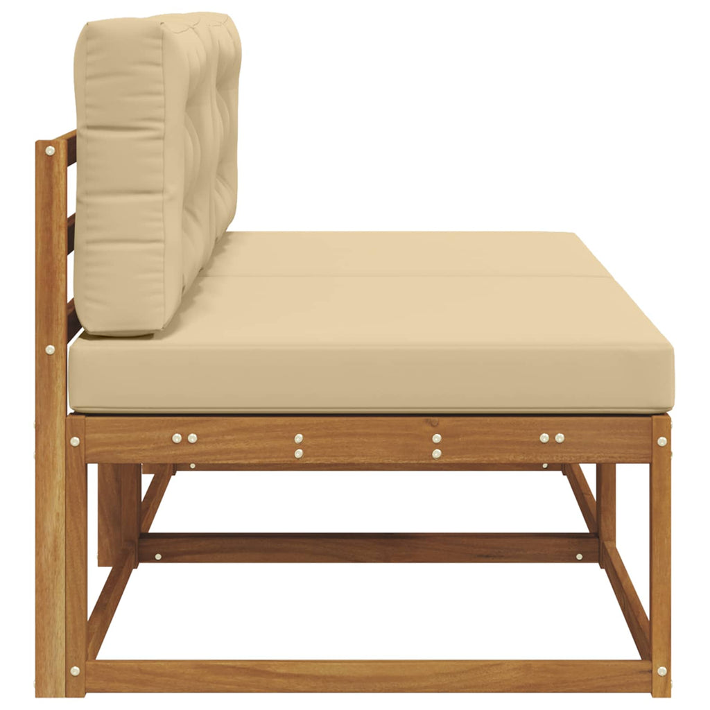 vidaXL Środkowa sofa ogrodowa z poduszką 2 Sztuka Naturalny