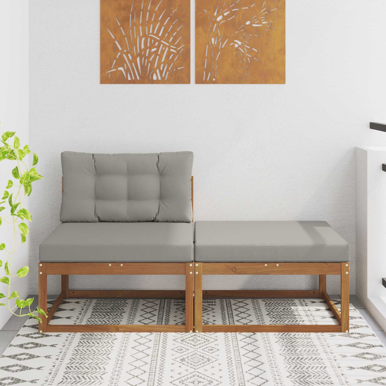 vidaXL Zestaw sof narożnych z poduszką 2 Sztuka Naturalny