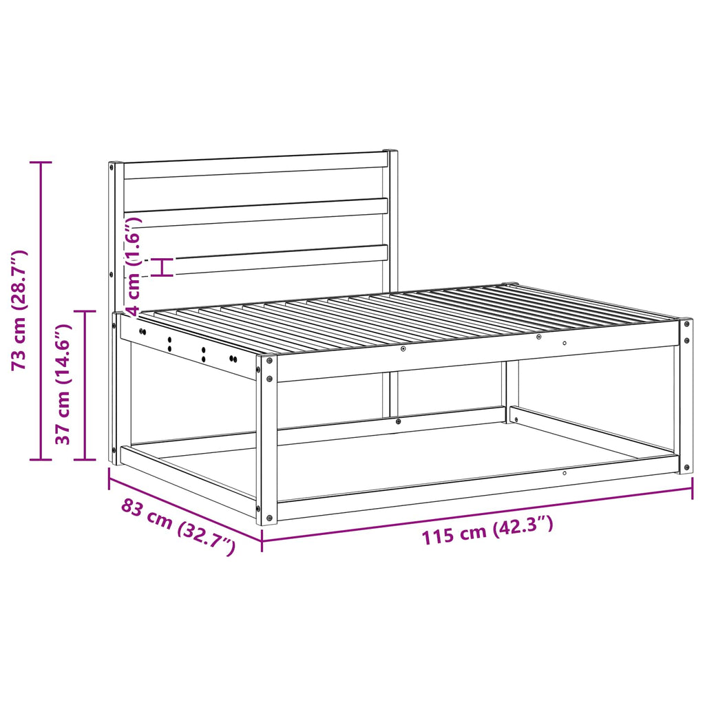 vidaXL Sofa końcowa na zewnątrz Naturalny 115 x 83 x 73 cm
