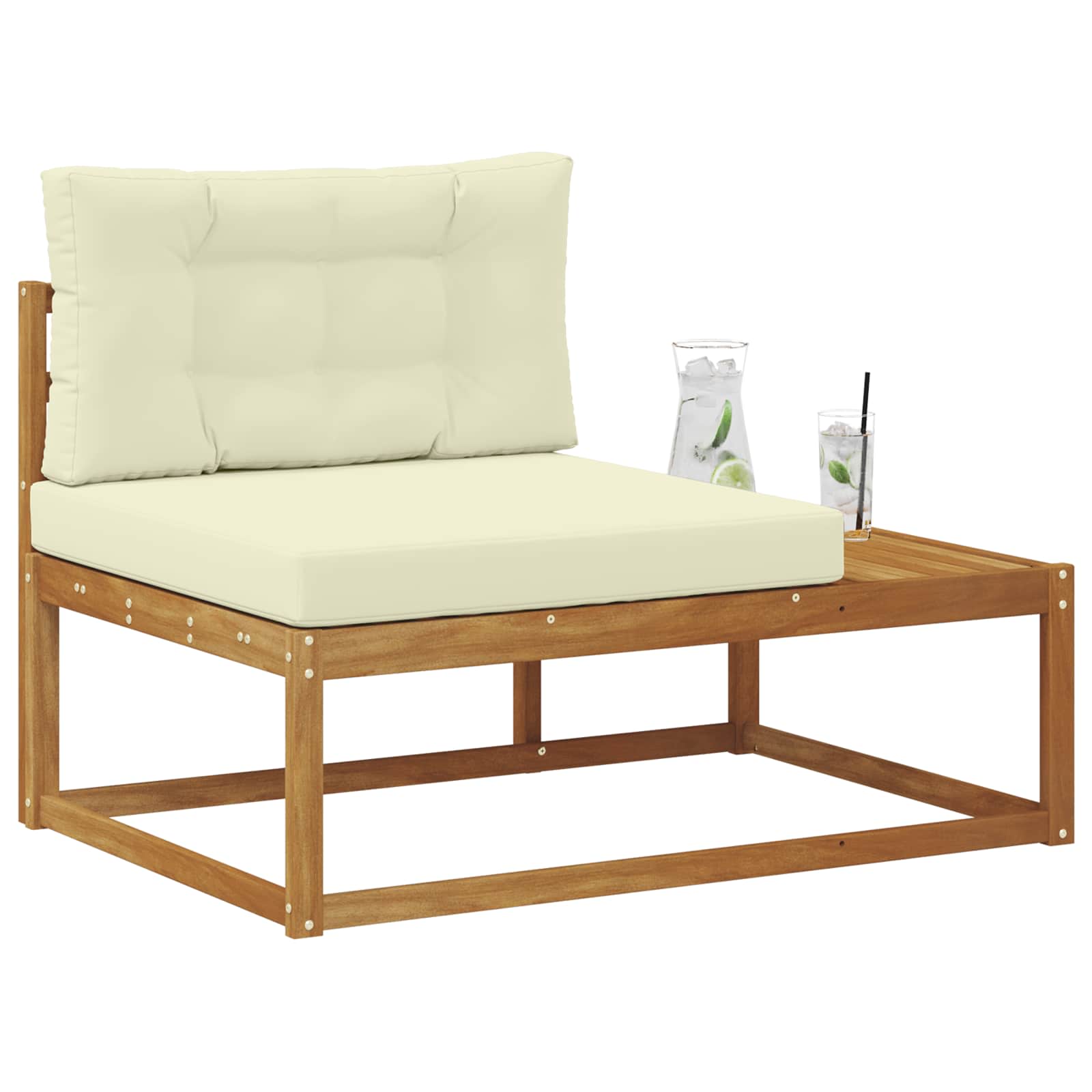 vidaXL Sofa końcowa na zewnątrz z poduszką Naturalny 115 x 83 x 73 cm