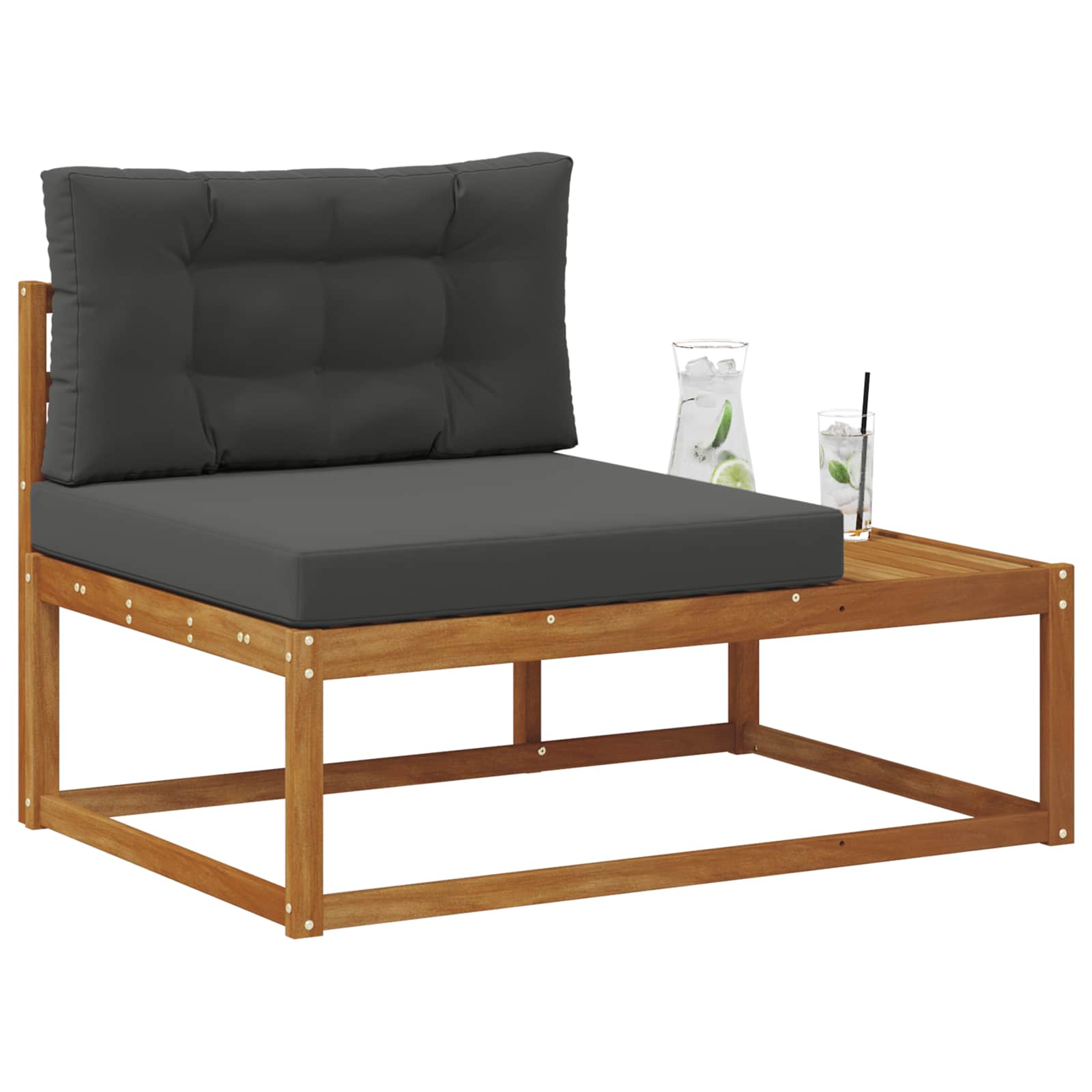 vidaXL Sofa końcowa na zewnątrz z poduszką Naturalny 115 x 83 x 73 cm