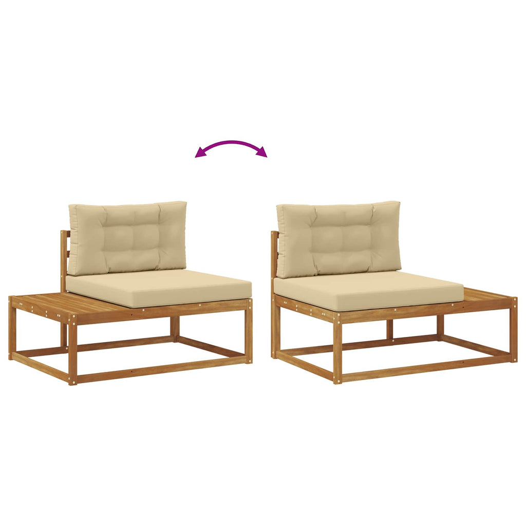 vidaXL Sofa końcowa na zewnątrz z poduszką Naturalny 115 x 83 x 73 cm