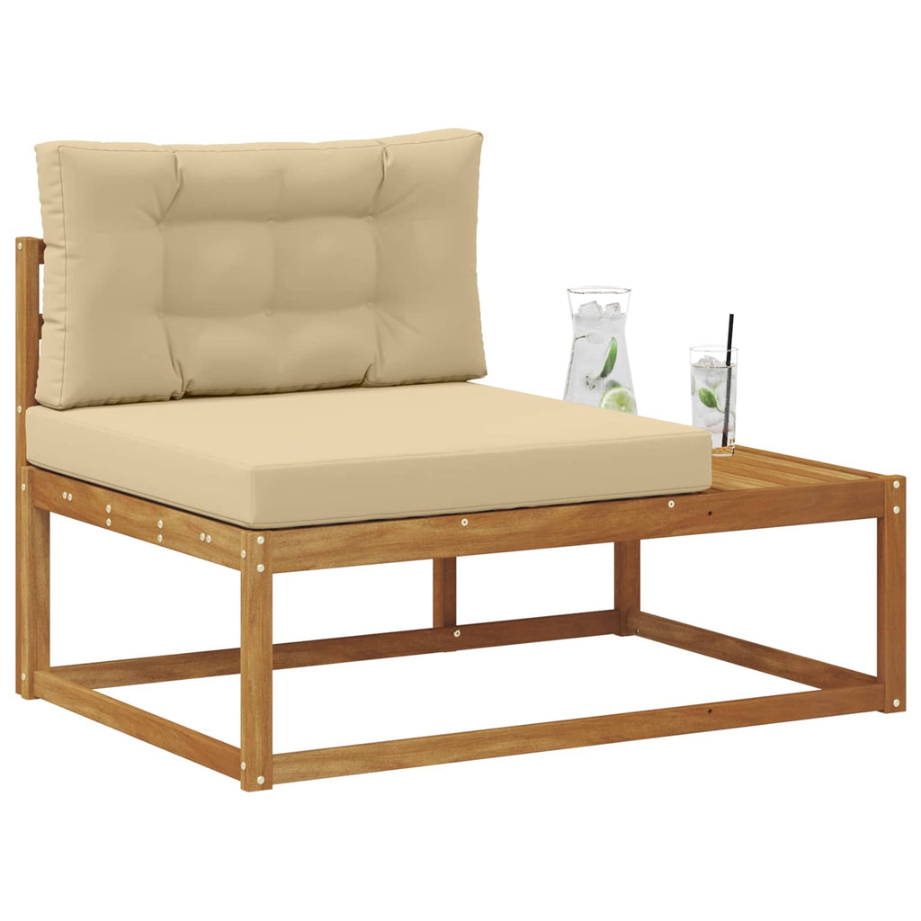 vidaXL Sofa końcowa na zewnątrz z poduszką Naturalny 115 x 83 x 73 cm