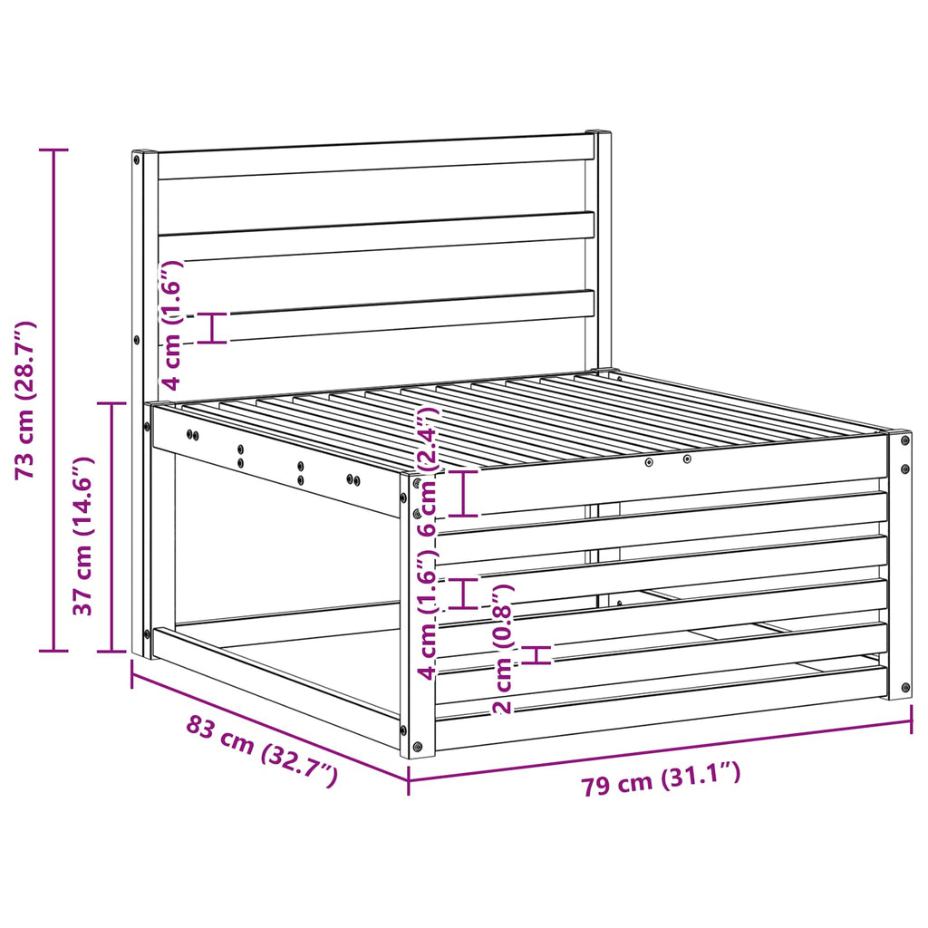 vidaXL Środkowa sofa ogrodowa Lite Drewno Akacji Naturalny