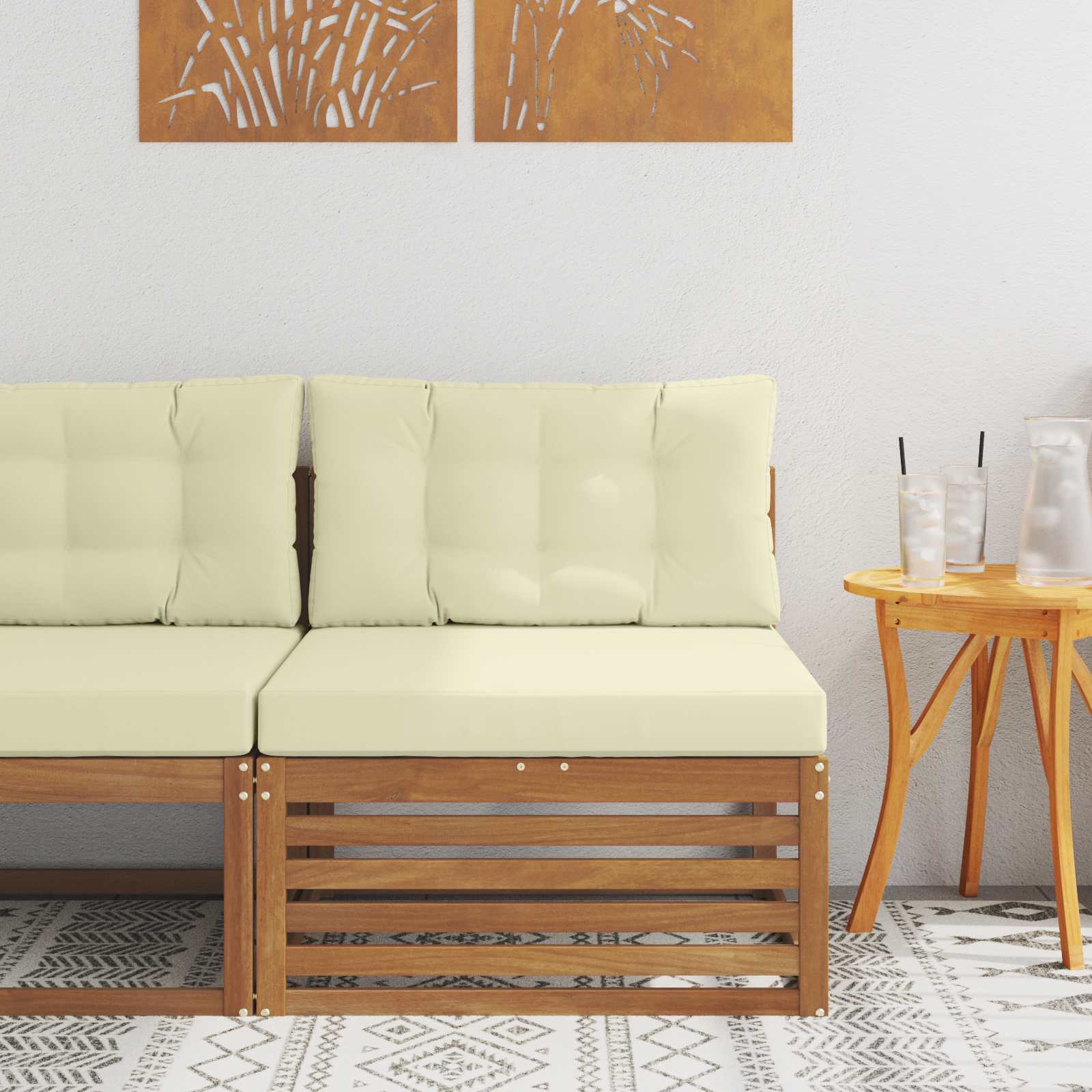 vidaXL Sofa środkowa na zewnątrz Lite Drewno Akacji Naturalny