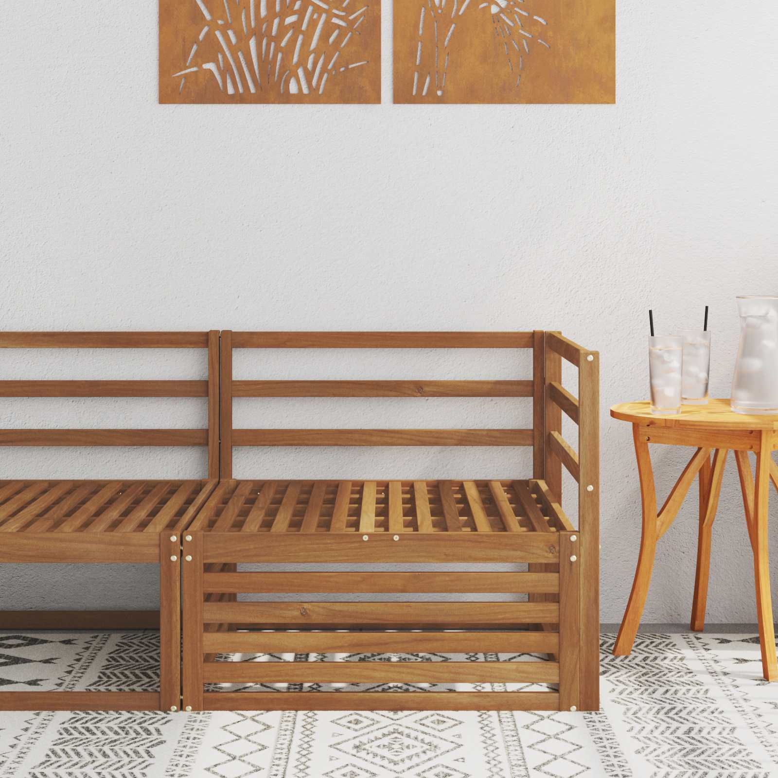 vidaXL Sofa narożna na zewnątrz Lite Drewno Akacji Naturalny