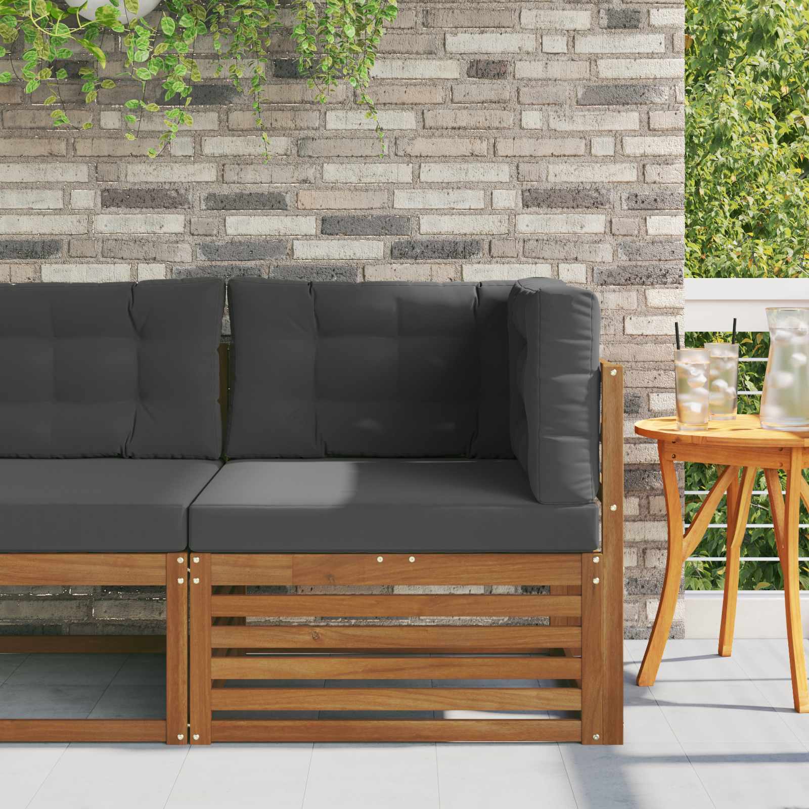 vidaXL Sofa narożna na zewnątrz Lite Drewno Akacji Naturalny