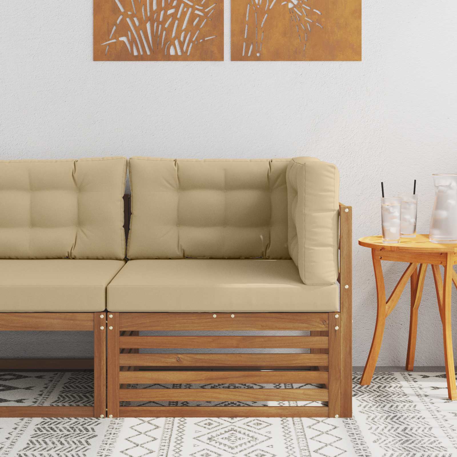 vidaXL Sofa narożna na zewnątrz Lite Drewno Akacji Naturalny
