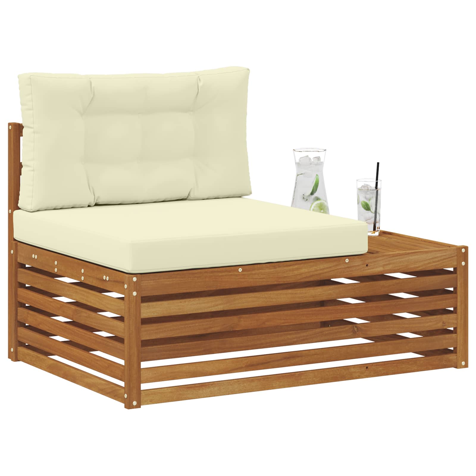 vidaXL Sofa końcowa na zewnątrz z poduszką Naturalny 115 x 83 x 73 cm