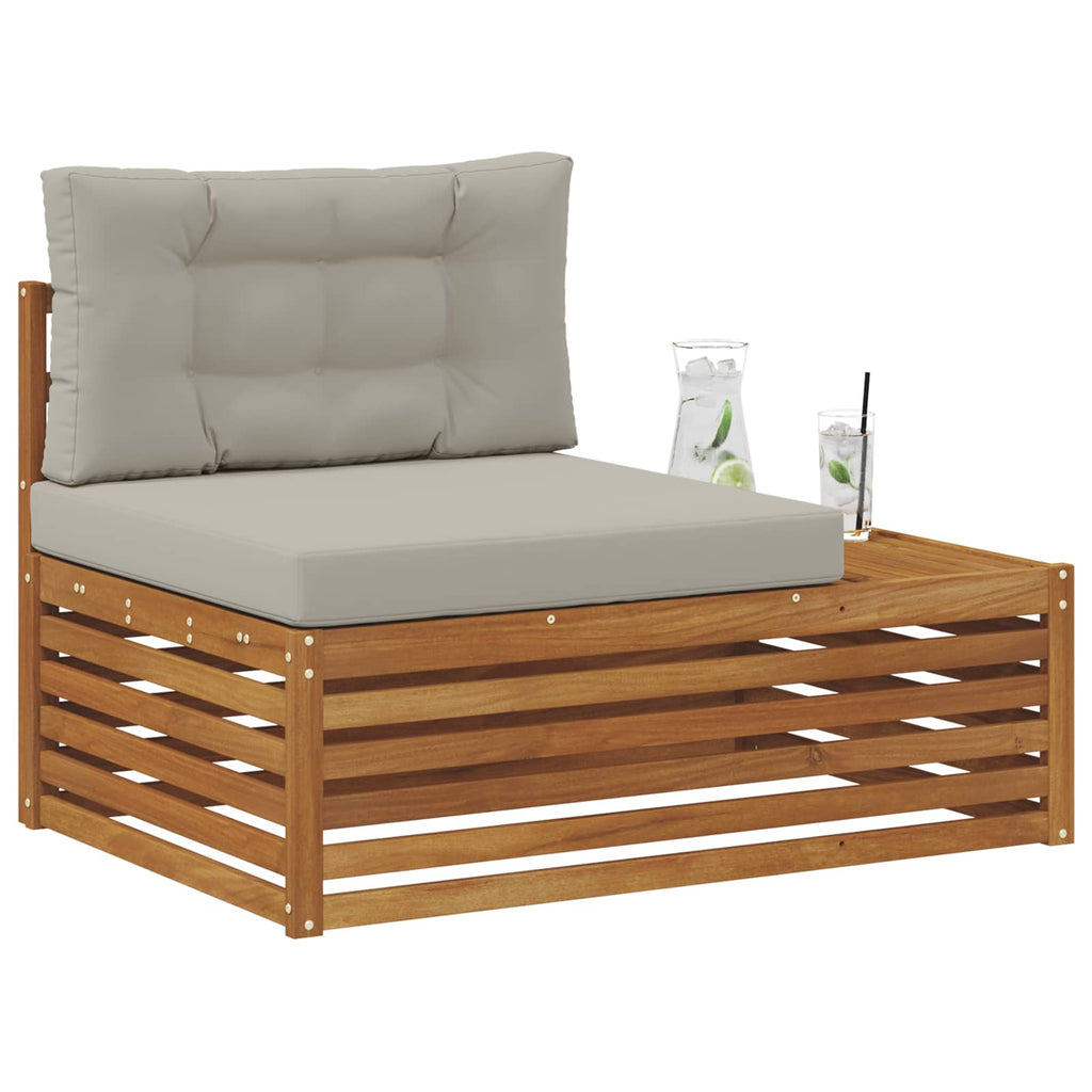 vidaXL Sofa końcowa na zewnątrz 3 Sztuka Naturalny i Jasny Szary