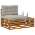 vidaXL Sofa końcowa na zewnątrz 3 Sztuka Naturalny i Jasny Szary