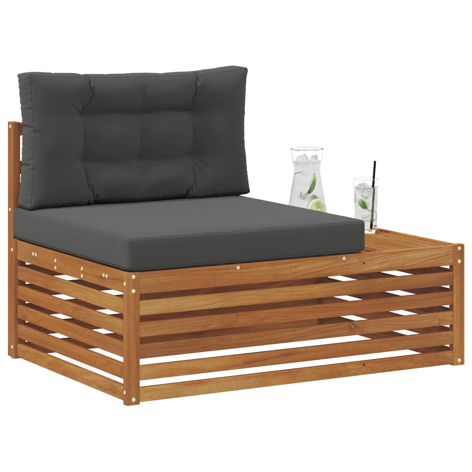 vidaXL Sofa końcowa na zewnątrz z poduszką Naturalny 115 x 83 x 73 cm