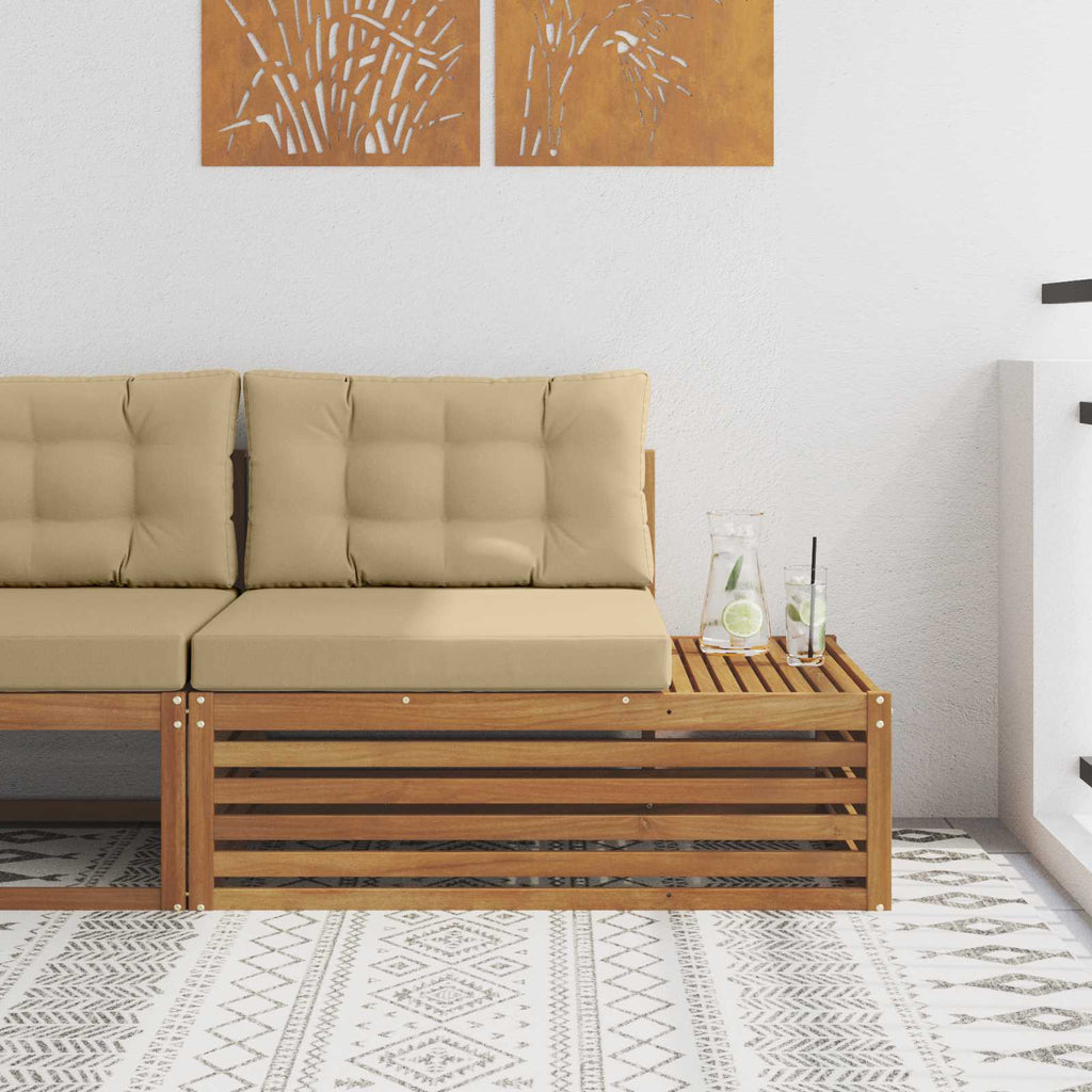 vidaXL Sofa końcowa na zewnątrz z poduszką 3 Sztuka Naturalny i Beżowy