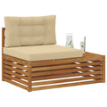 vidaXL Sofa końcowa na zewnątrz z poduszką 3 Sztuka Naturalny i Beżowy