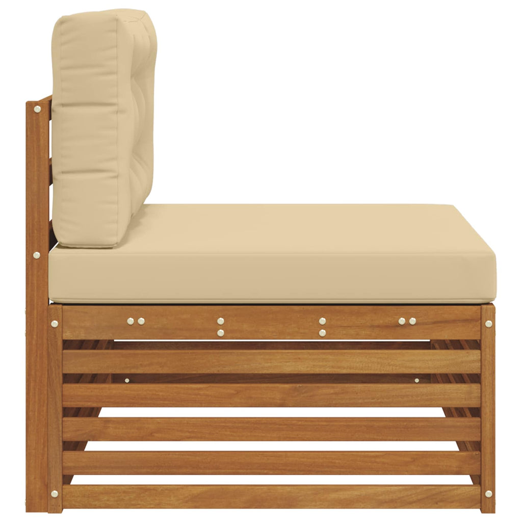 vidaXL Sofa końcowa na zewnątrz z poduszką 3 Sztuka Naturalny i Beżowy