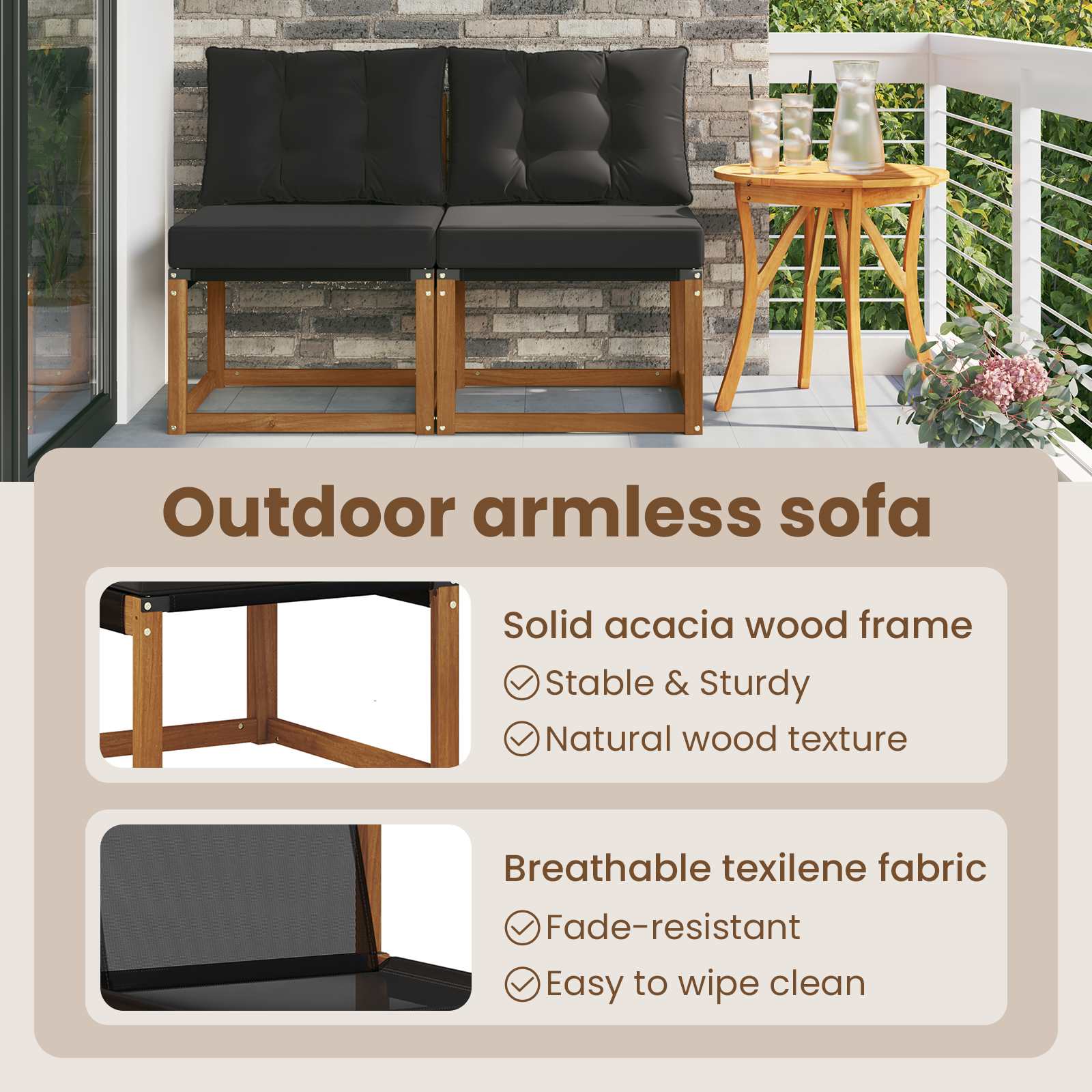 vidaXL Sofa środkowa na zewnątrz