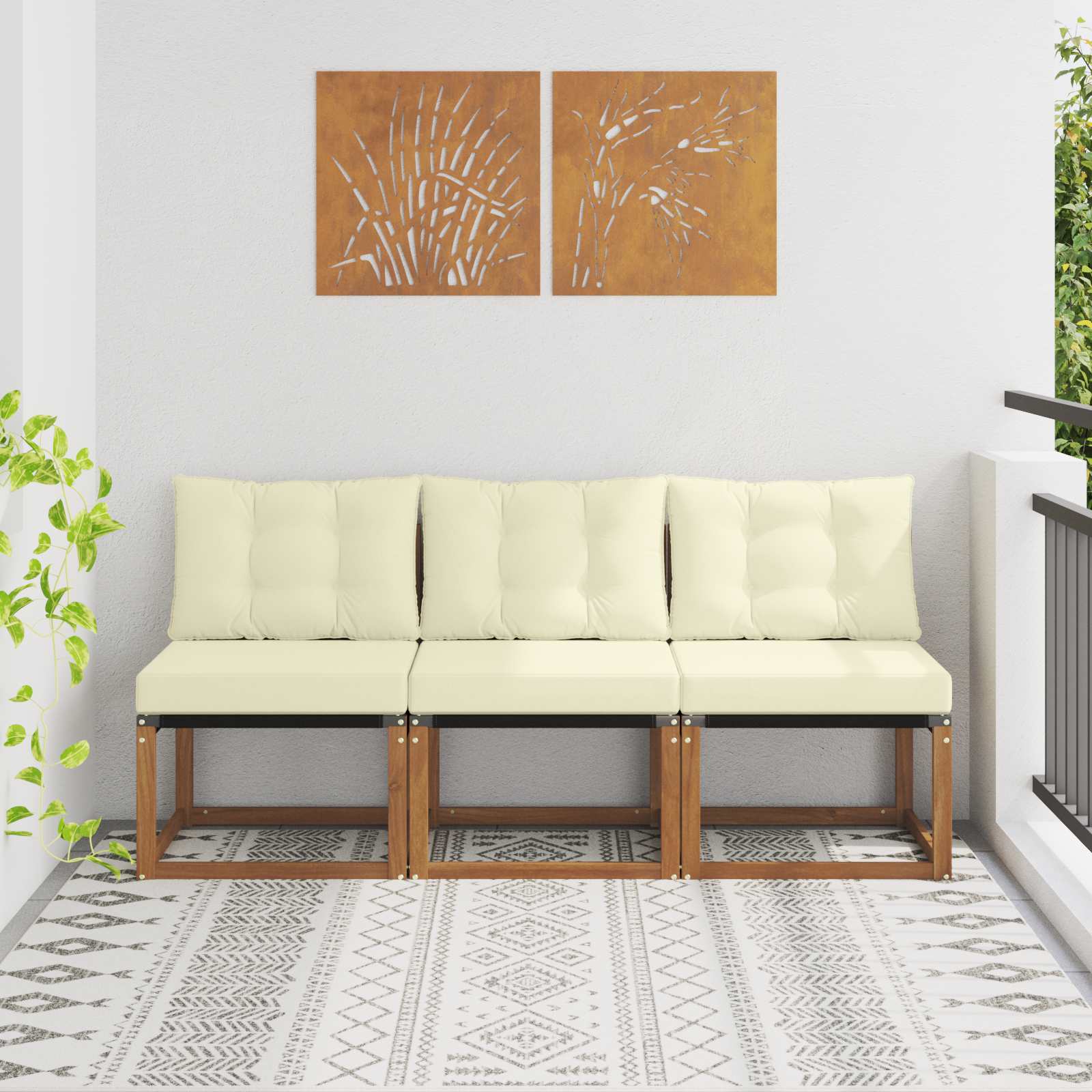 vidaXL 3 Sztuka Sofa środkowa na zewnątrz