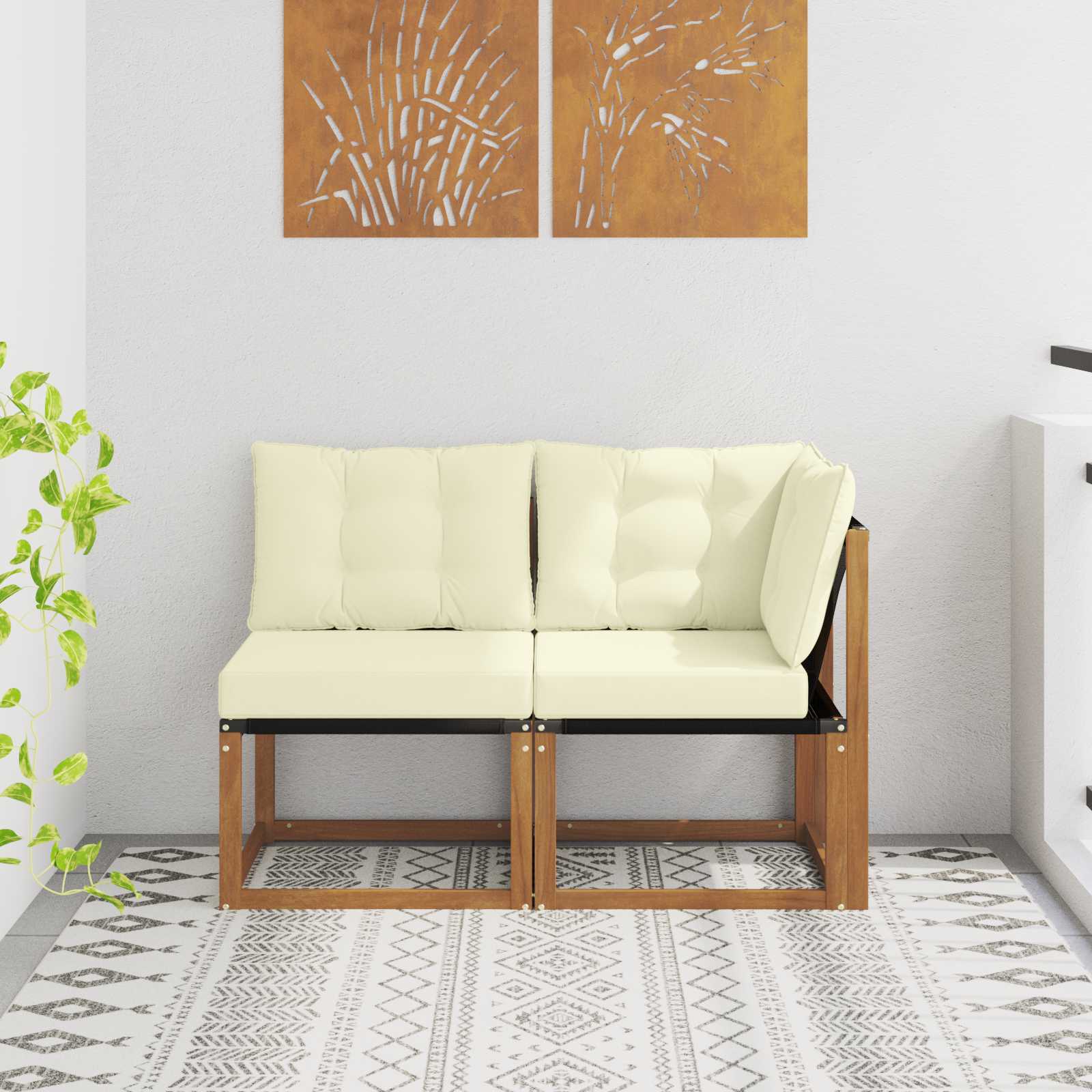 vidaXL Modułowa sofa na zewnątrz z poduszką 2 Sztuka Naturalny