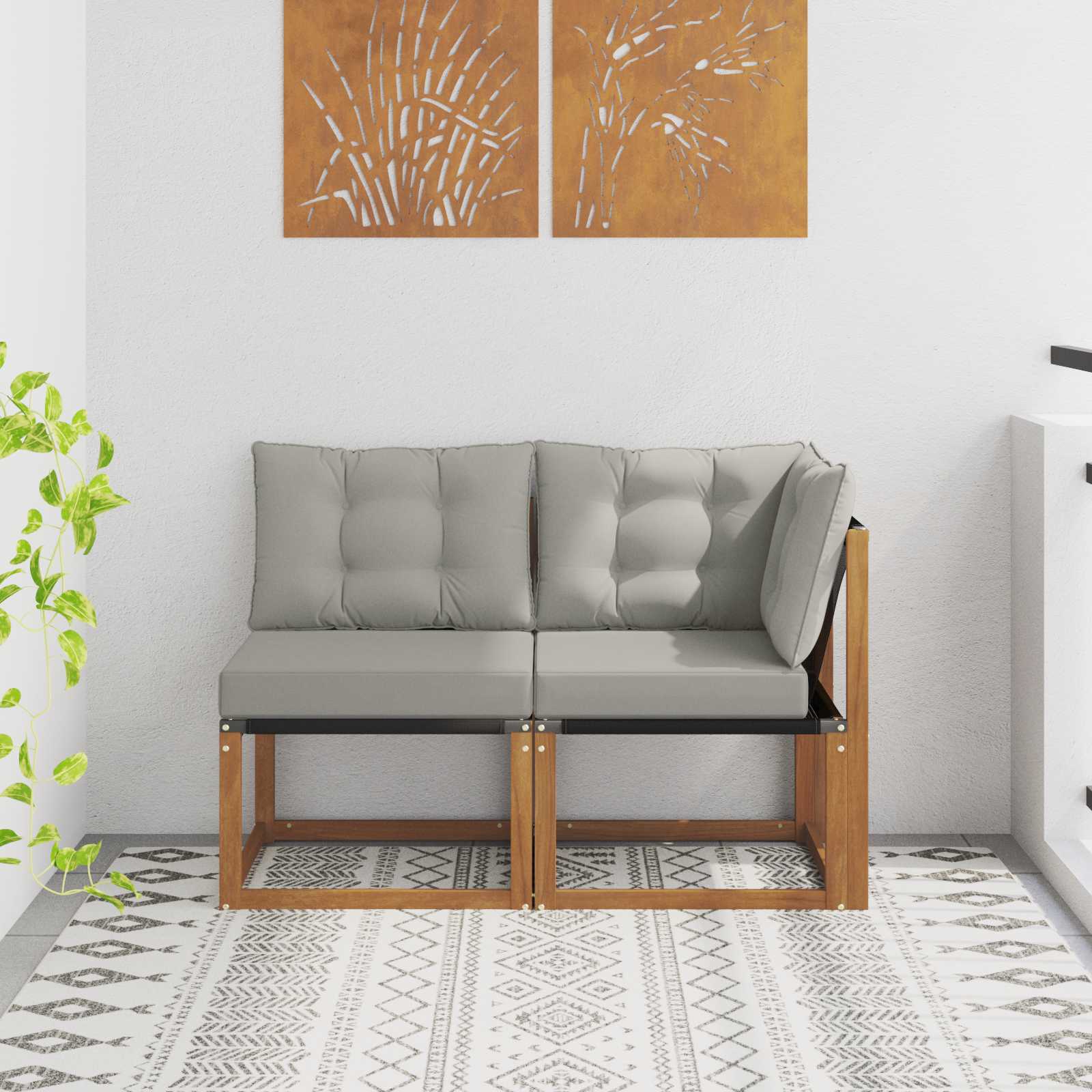 vidaXL Modułowa sofa na zewnątrz z poduszką 2 Sztuka Naturalny