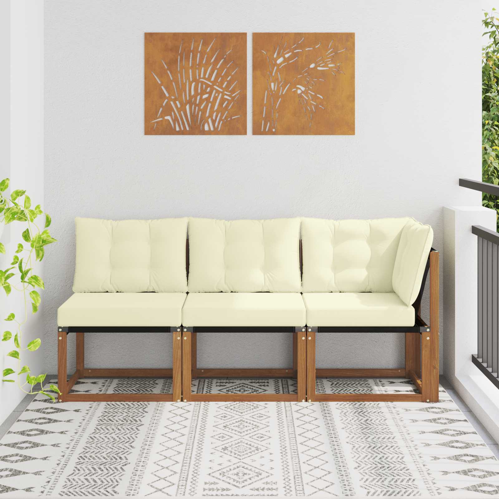 vidaXL Modułowa sofa na zewnątrz z poduszką 3 Sztuka Naturalny