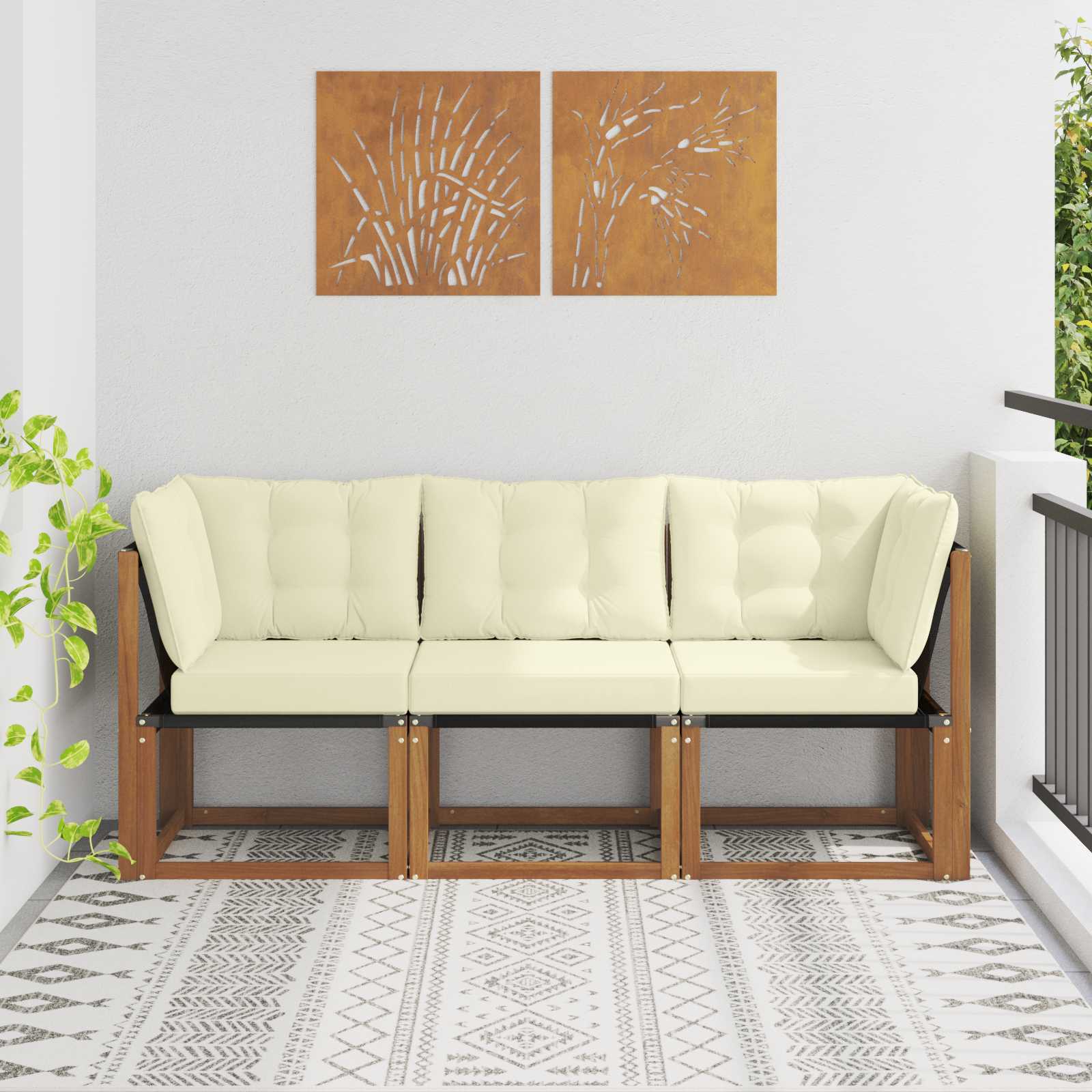 vidaXL Modułowa sofa na zewnątrz z poduszką 3 Sztuka Naturalny