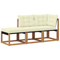 vidaXL Modułowa sofa na zewnątrz 3 Sztuka Naturalny i Kremowy