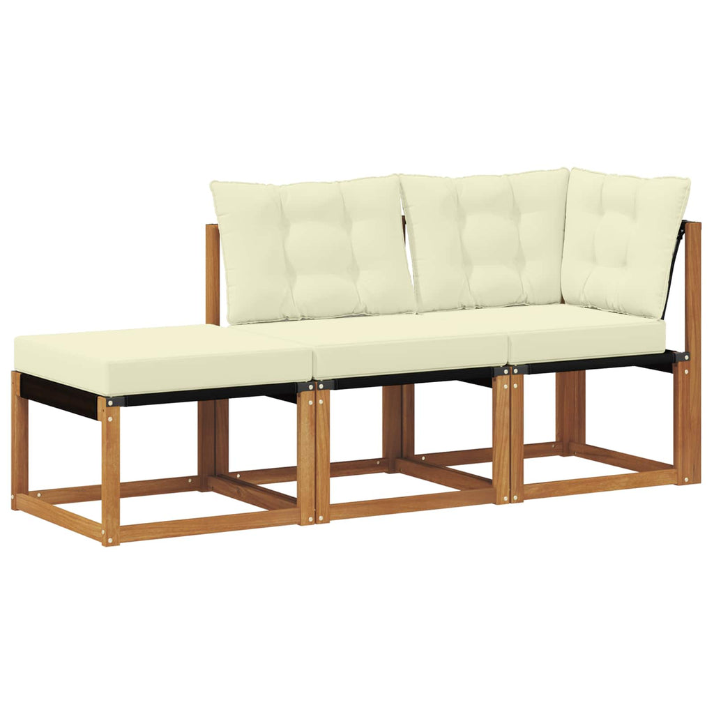 vidaXL Modułowa sofa na zewnątrz 3 Sztuka Naturalny i Kremowy