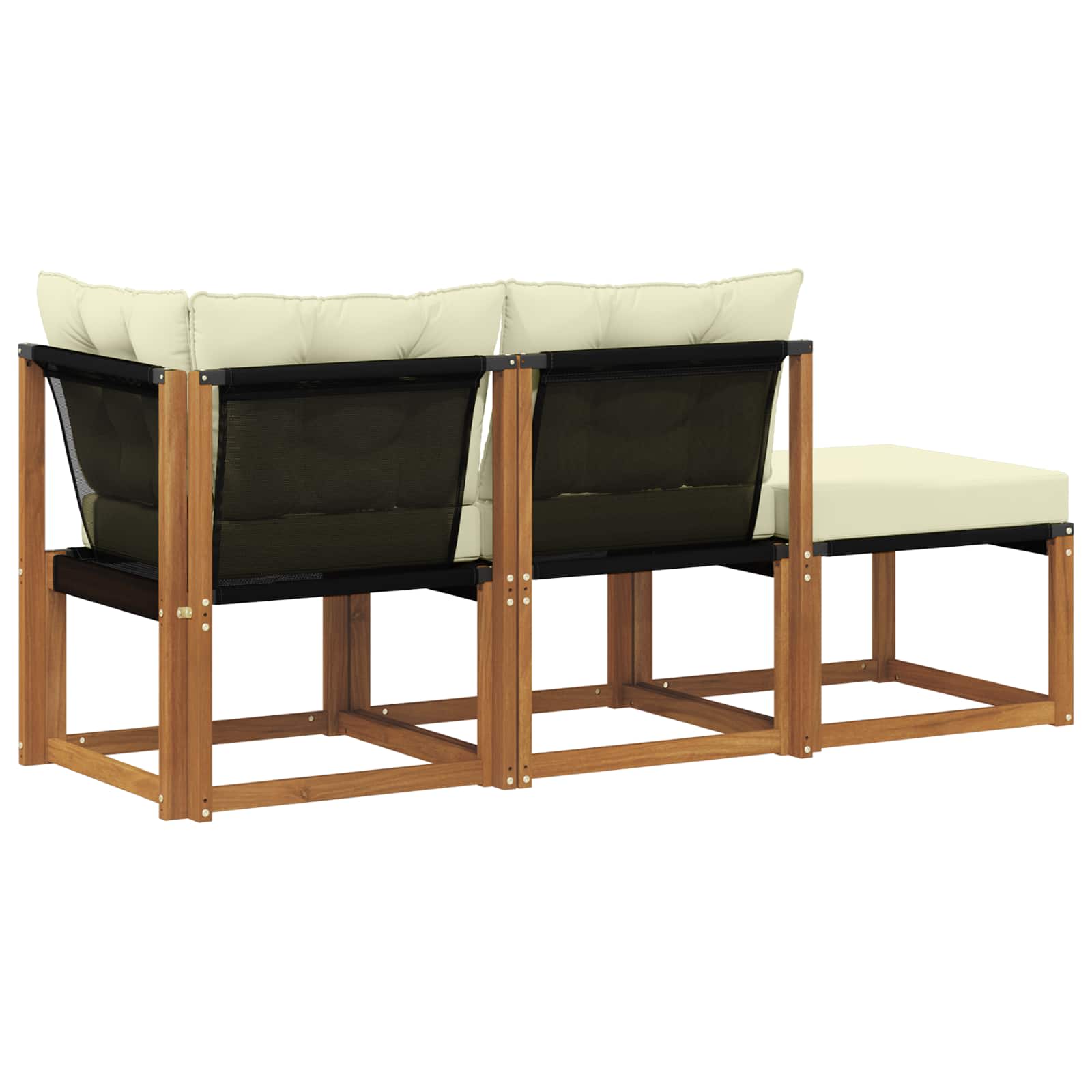 vidaXL Modułowa sofa na zewnątrz 3 Sztuka Naturalny i Kremowy