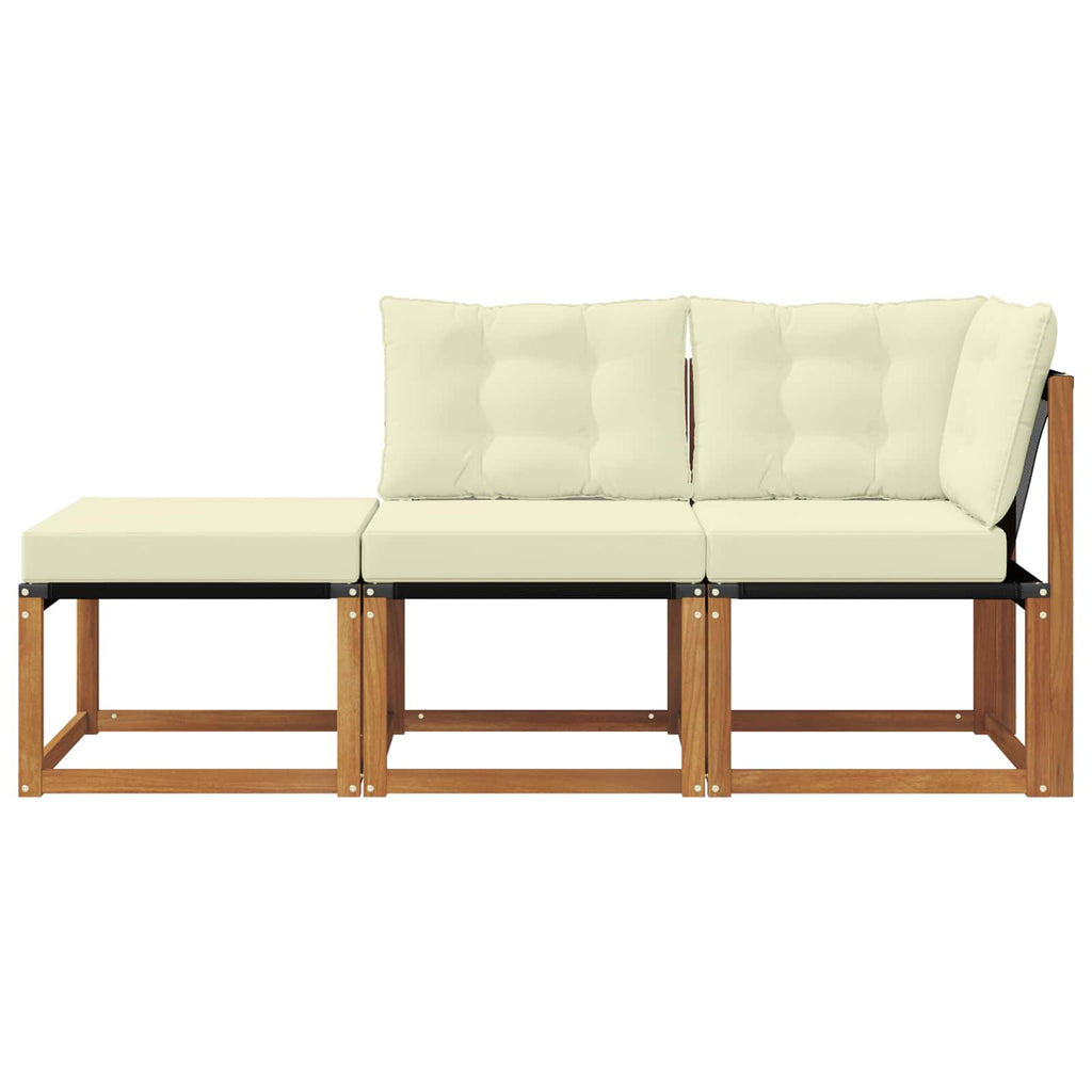 vidaXL Modułowa sofa na zewnątrz 3 Sztuka Naturalny i Kremowy