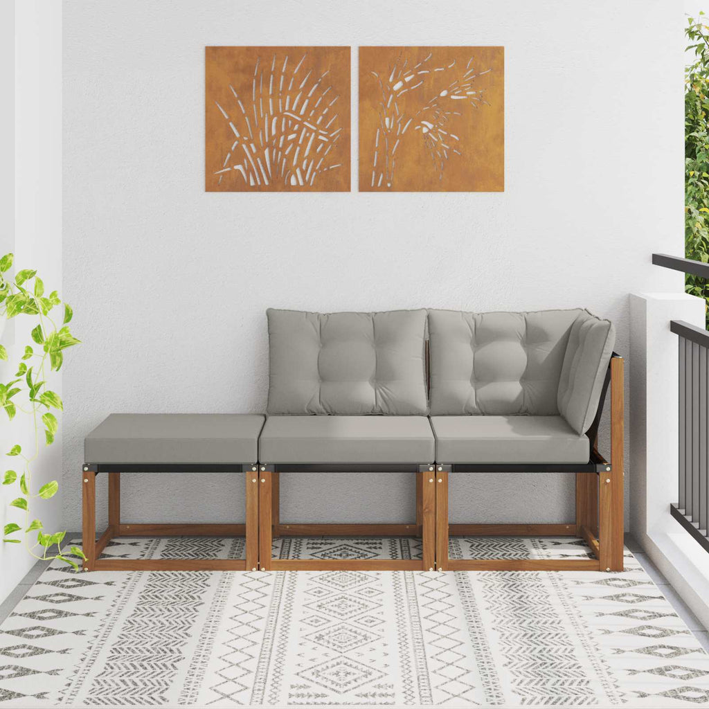 vidaXL Modułowa sofa na zewnątrz 3 Sztuka Naturalny i Jasny Szary