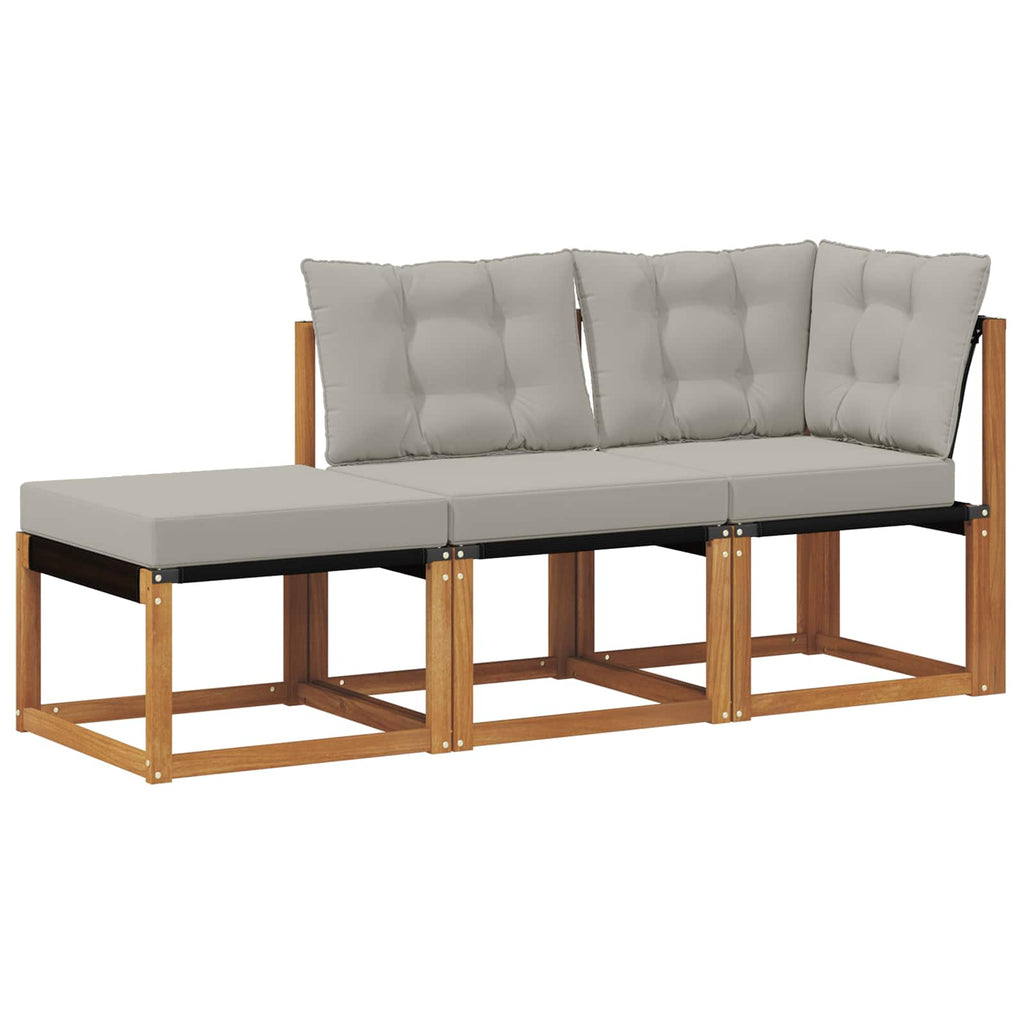 vidaXL Modułowa sofa na zewnątrz 3 Sztuka Naturalny i Jasny Szary
