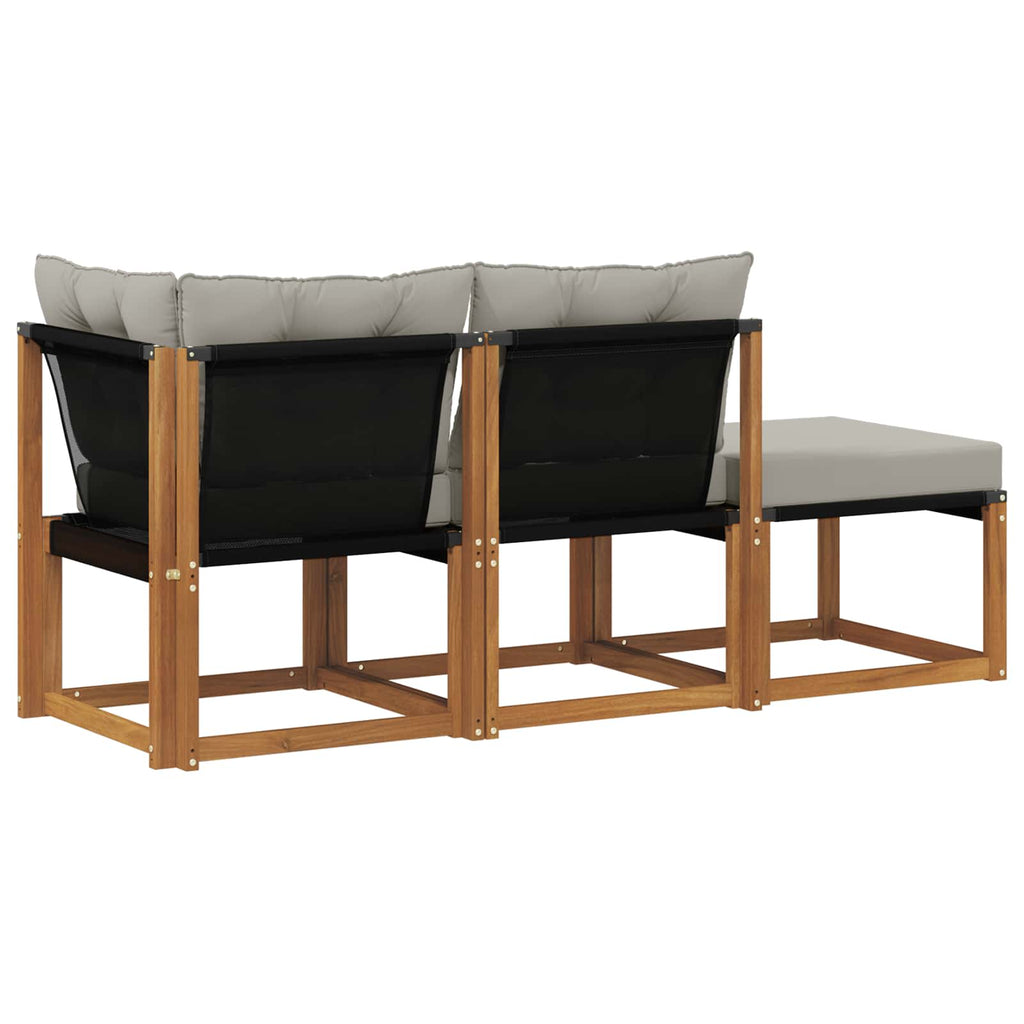 vidaXL Modułowa sofa na zewnątrz 3 Sztuka Naturalny i Jasny Szary