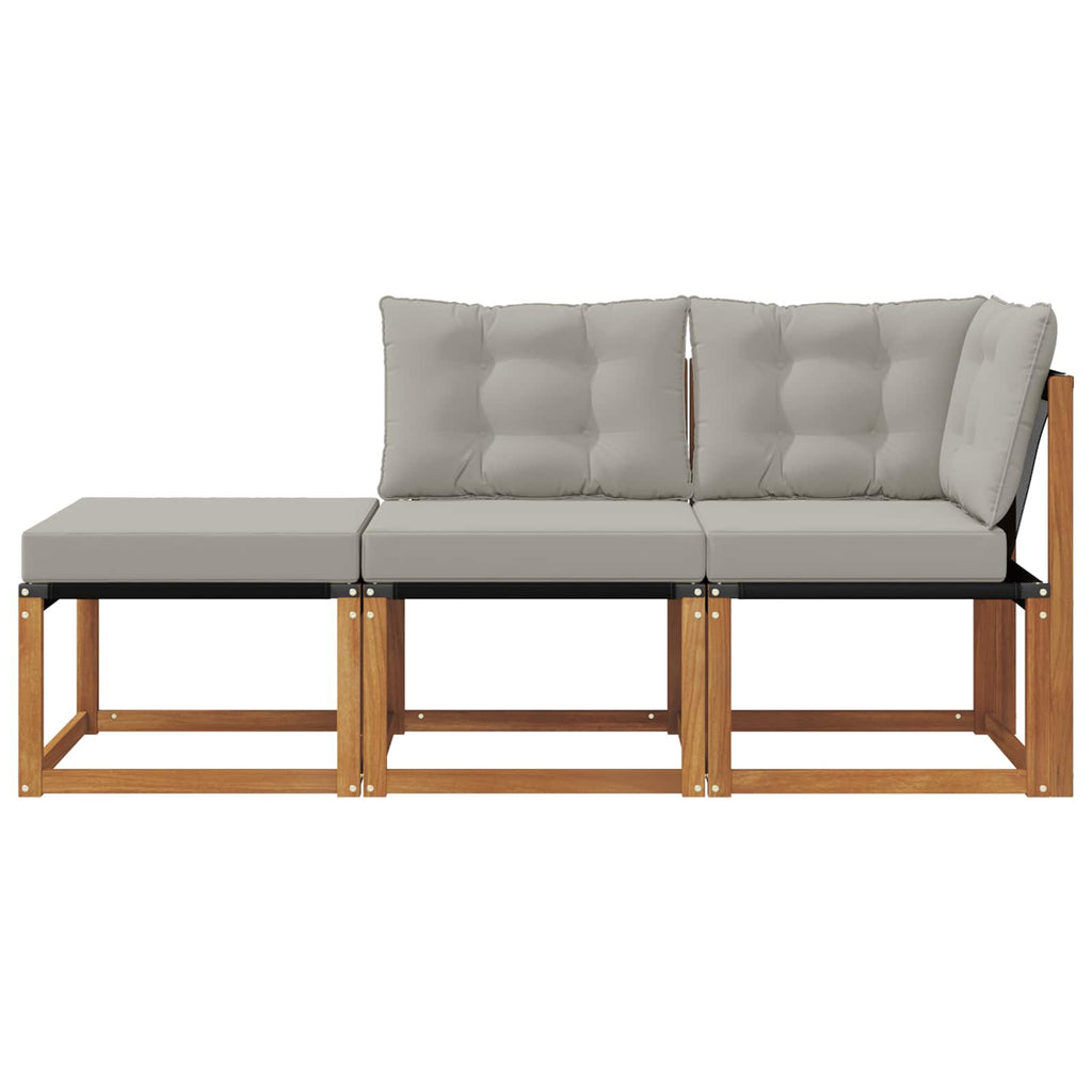 vidaXL Modułowa sofa na zewnątrz 3 Sztuka Naturalny i Jasny Szary
