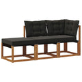 vidaXL Modułowa sofa na zewnątrz 3 Sztuka Naturalny i czarny