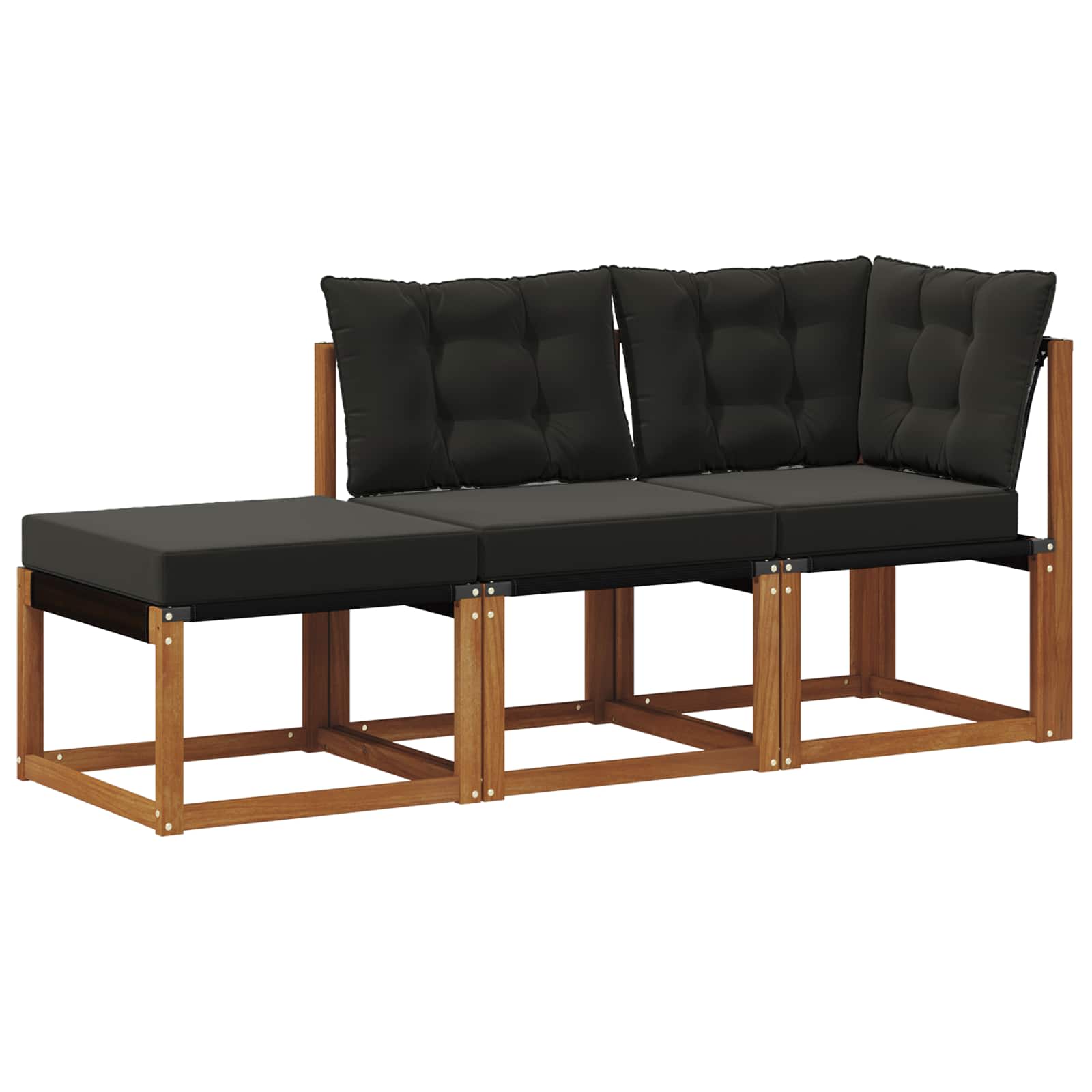 vidaXL Modułowa sofa na zewnątrz 3 Sztuka Naturalny i czarny