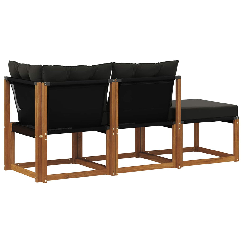 vidaXL Modułowa sofa na zewnątrz 3 Sztuka Naturalny i czarny
