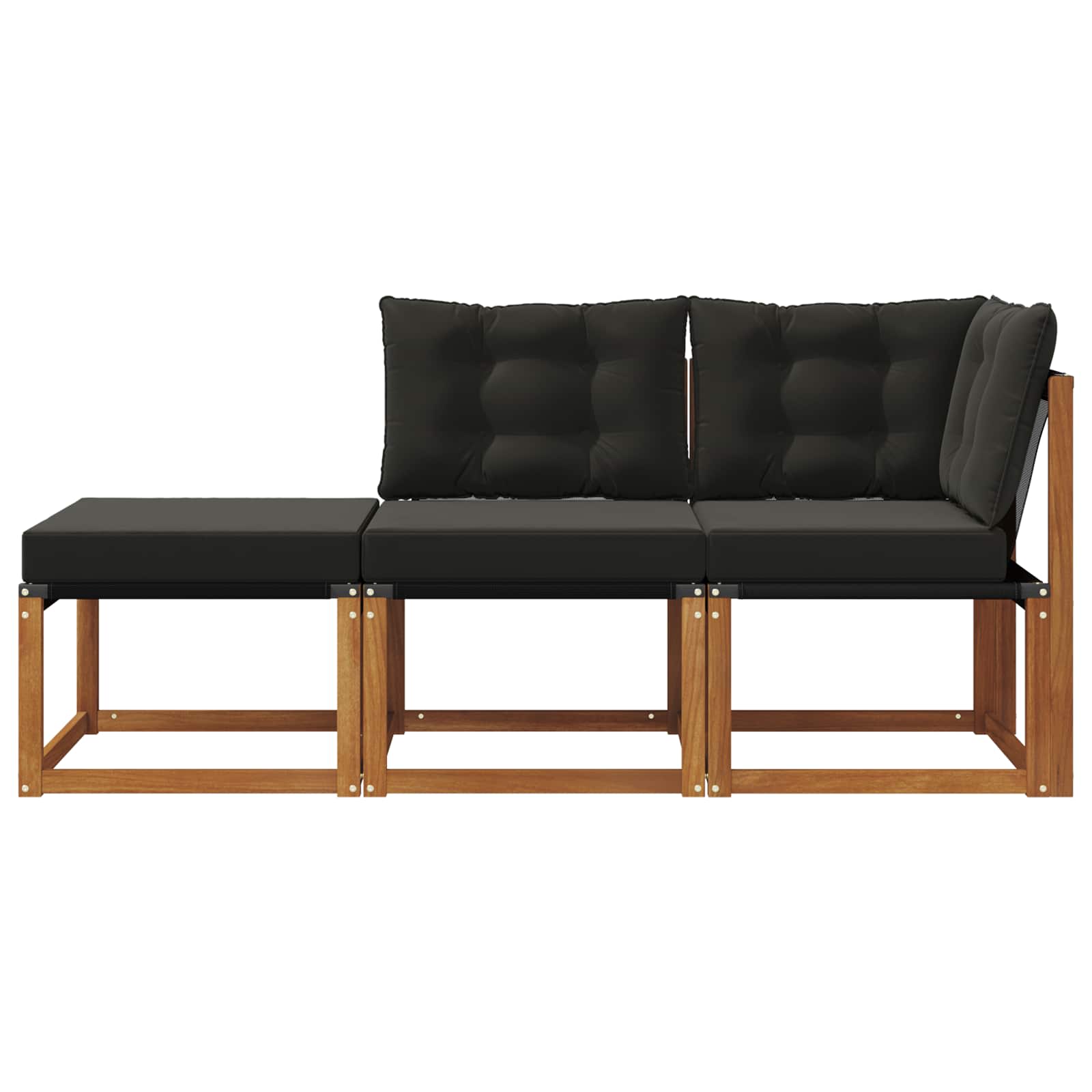 vidaXL Modułowa sofa na zewnątrz 3 Sztuka Naturalny i czarny