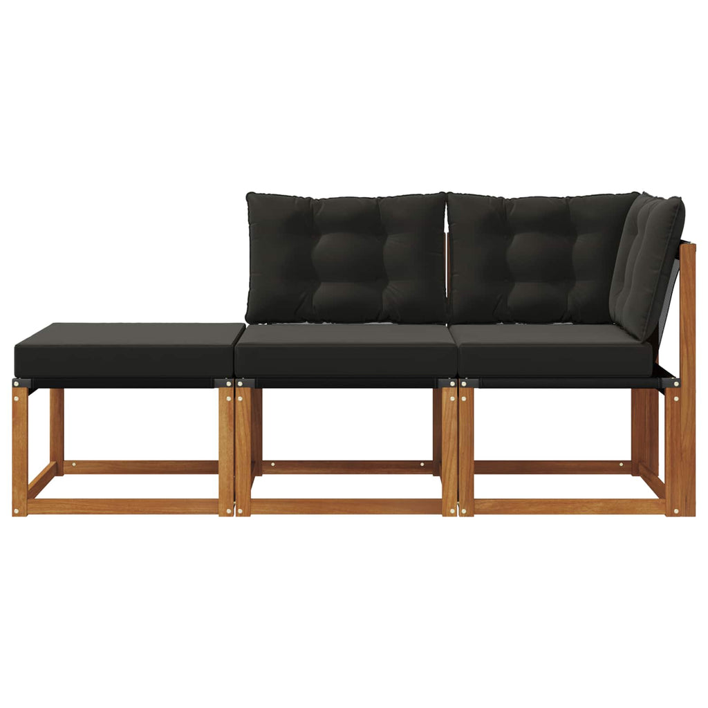 vidaXL Modułowa sofa na zewnątrz 3 Sztuka Naturalny i czarny