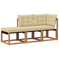 vidaXL Modułowa sofa na zewnątrz 3 Sztuka Naturalny i Beżowy