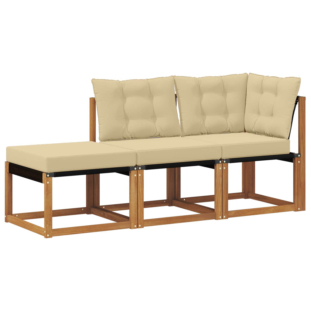 vidaXL Modułowa sofa na zewnątrz 3 Sztuka Naturalny i Beżowy