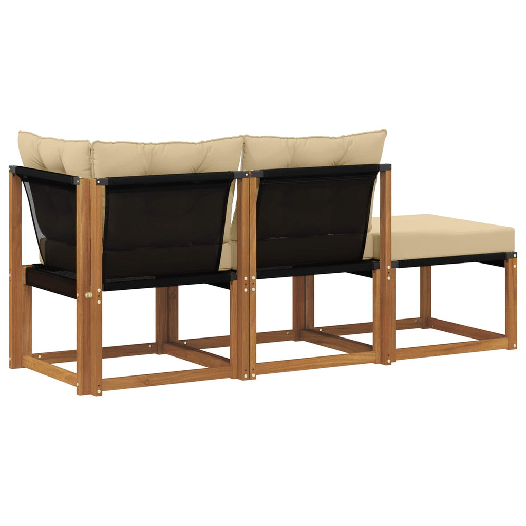 vidaXL Modułowa sofa na zewnątrz 3 Sztuka Naturalny i Beżowy
