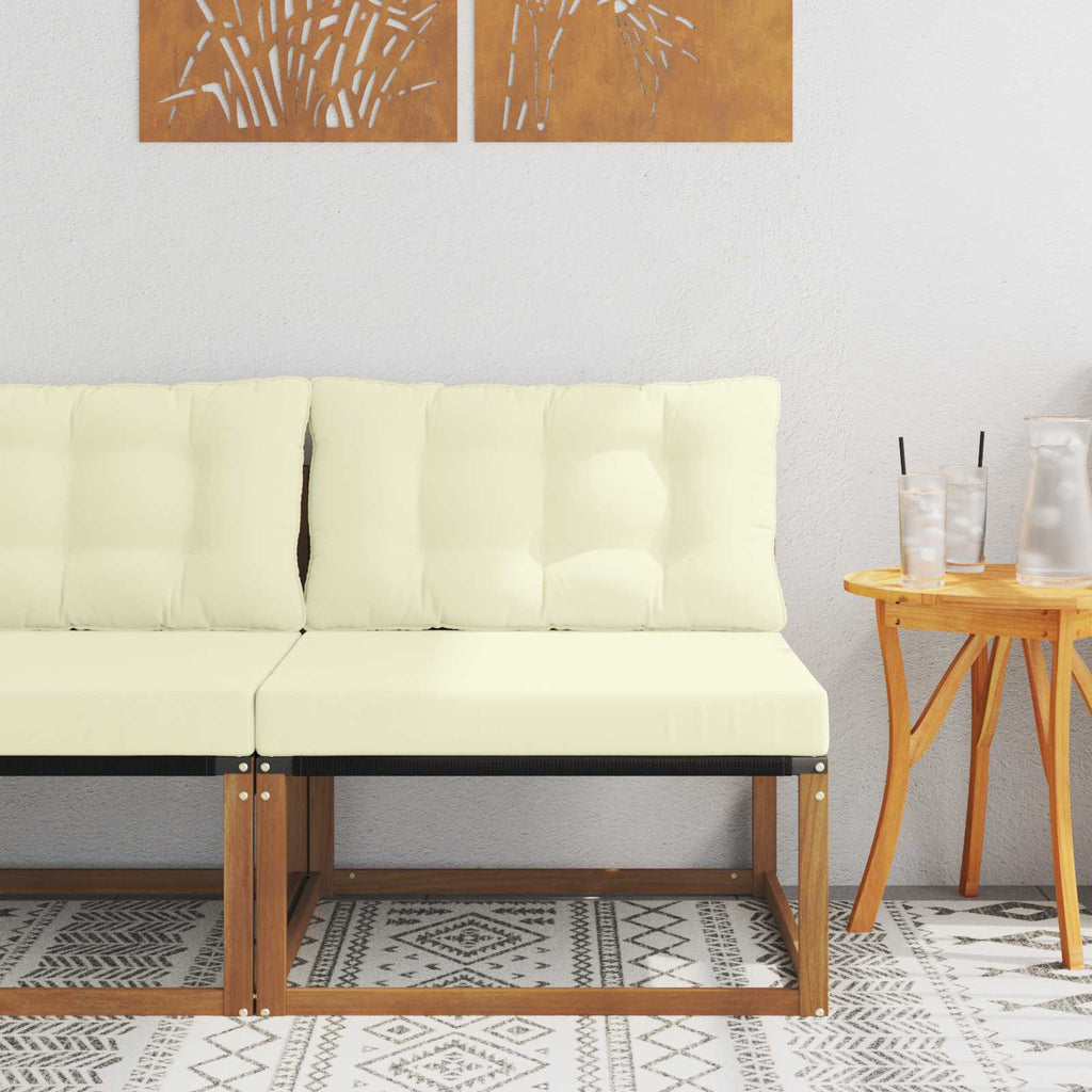 vidaXL Środkowa sofa ogrodowa Drewno akacji i tekstylen Naturalny