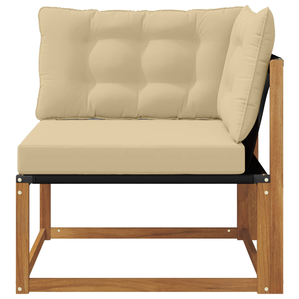 vidaXL Sofa narożna na zewnątrz Drewno akacji i tekstylen Naturalny
