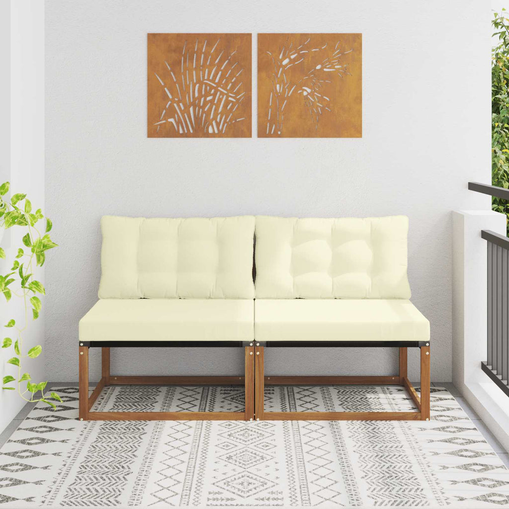 vidaXL 2 Sztuka Środkowa sofa ogrodowa Drewno akacji i tekstylen