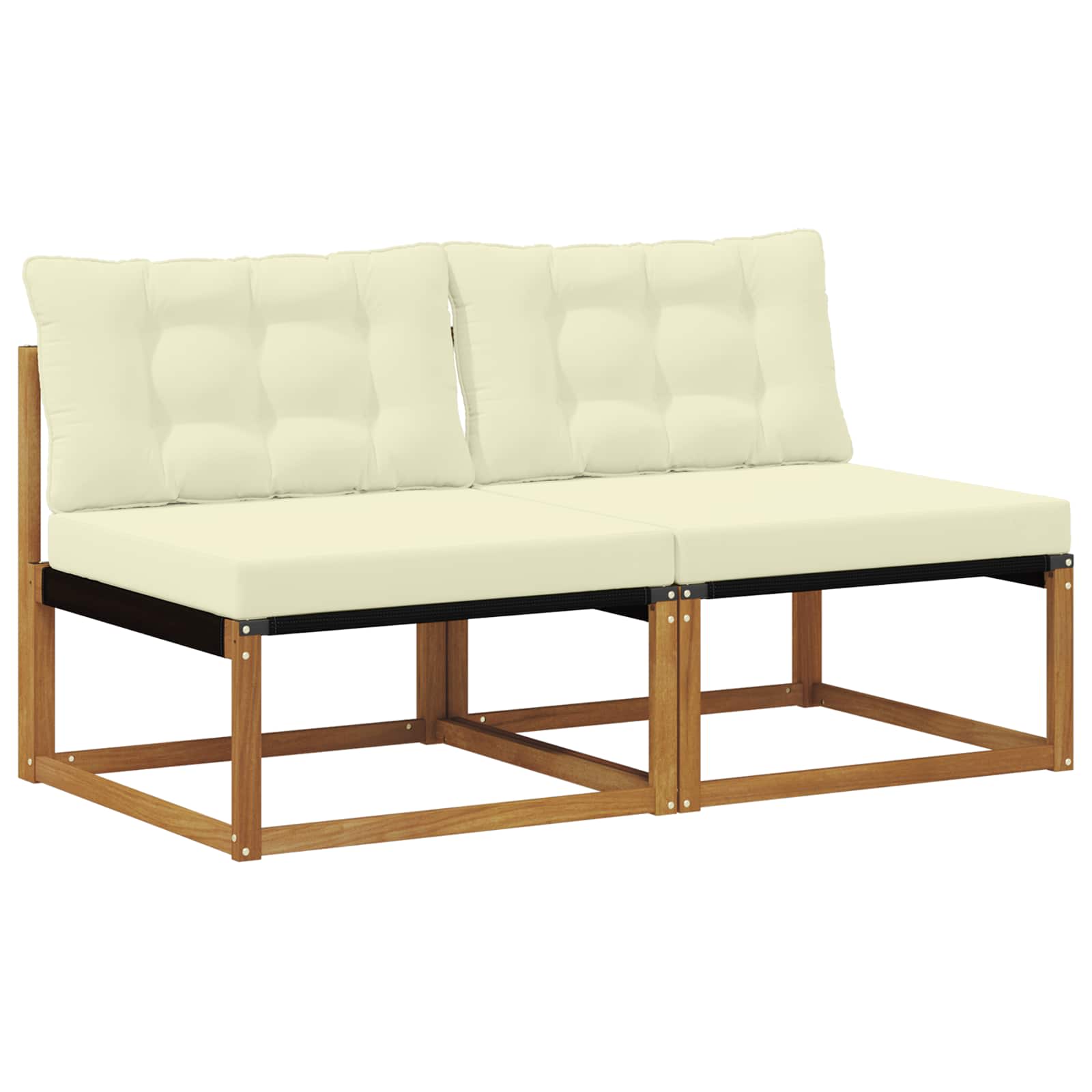 vidaXL 2 Sztuka Środkowa sofa ogrodowa Drewno akacji i tekstylen