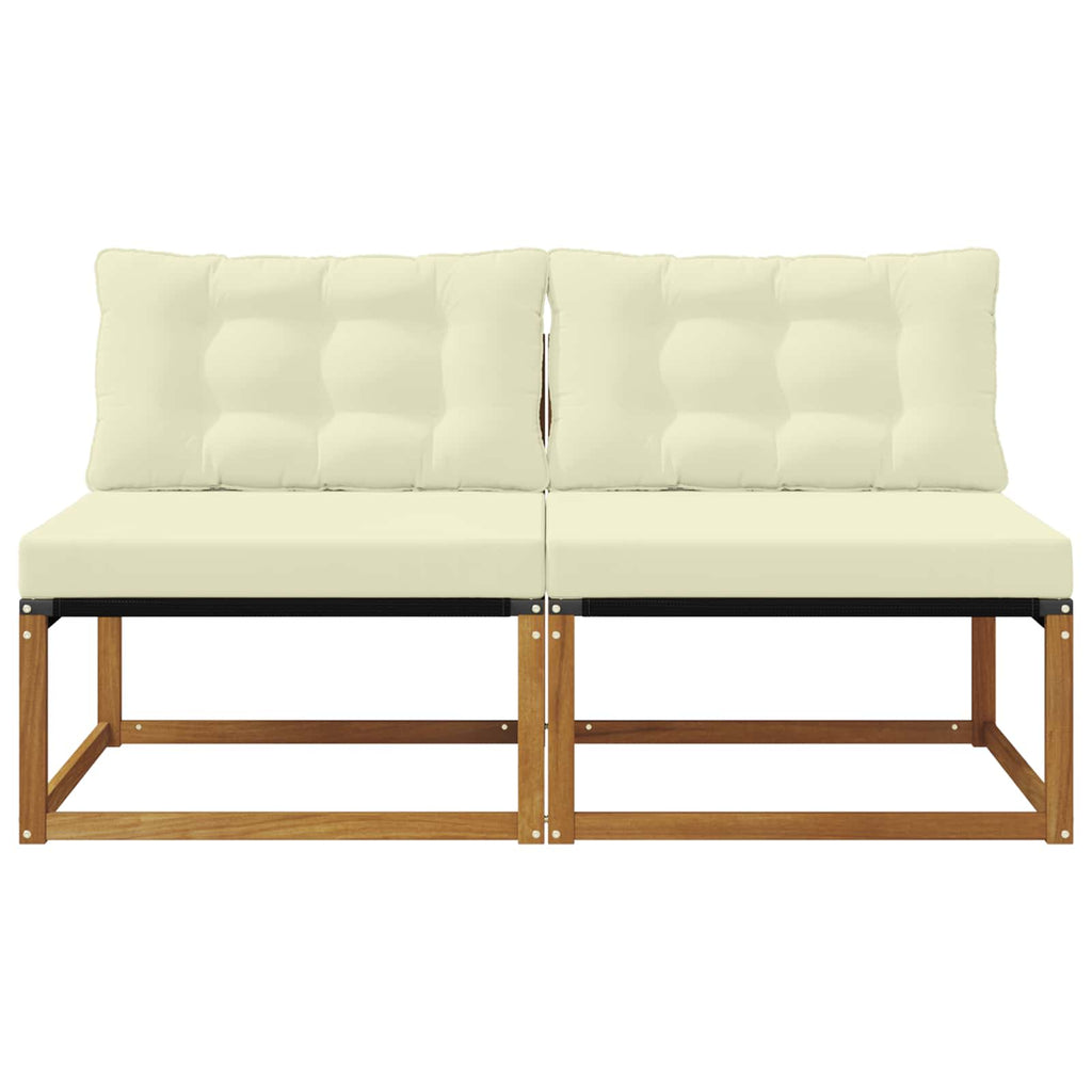 vidaXL 2 Sztuka Środkowa sofa ogrodowa Drewno akacji i tekstylen