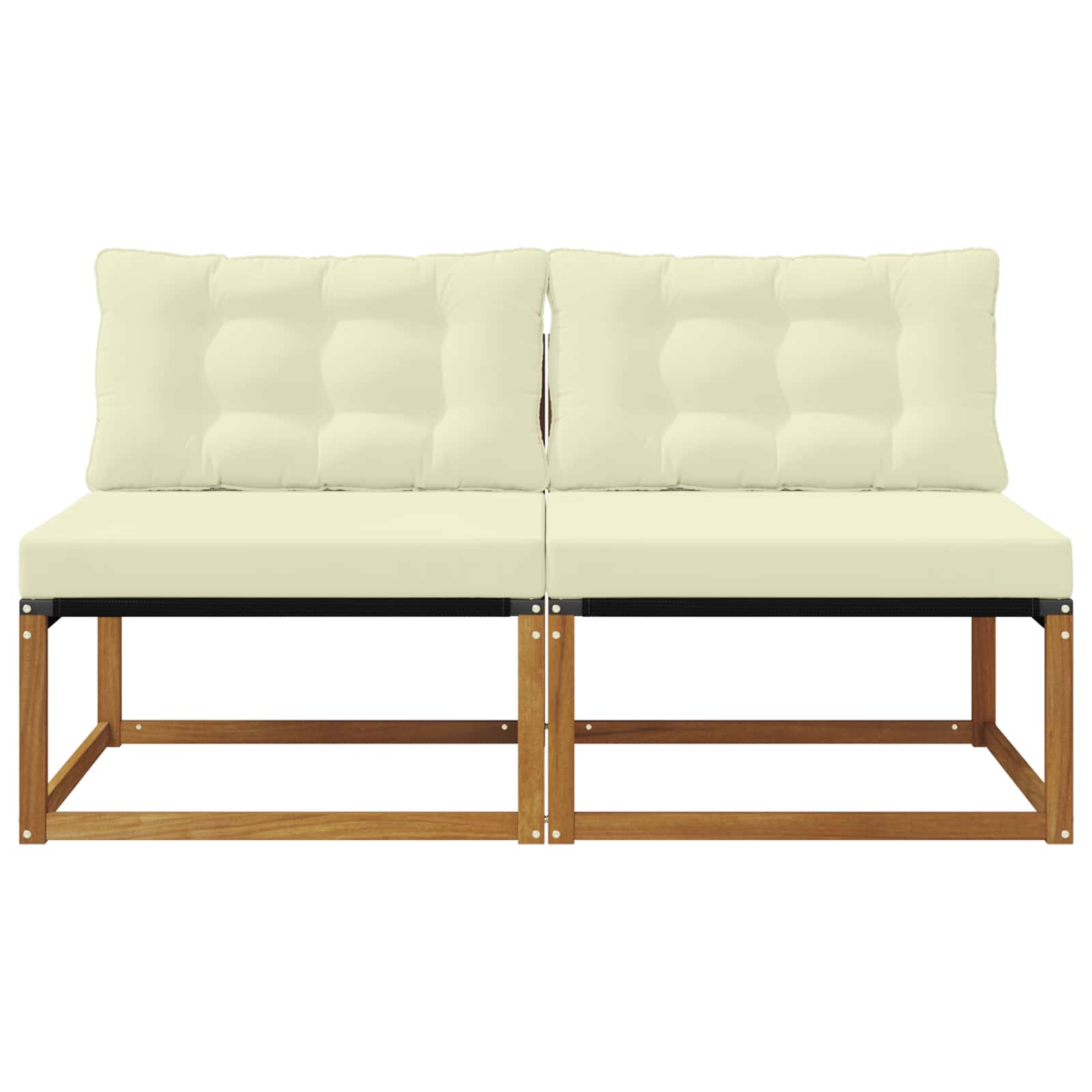 vidaXL 2 Sztuka Środkowa sofa ogrodowa Drewno akacji i tekstylen
